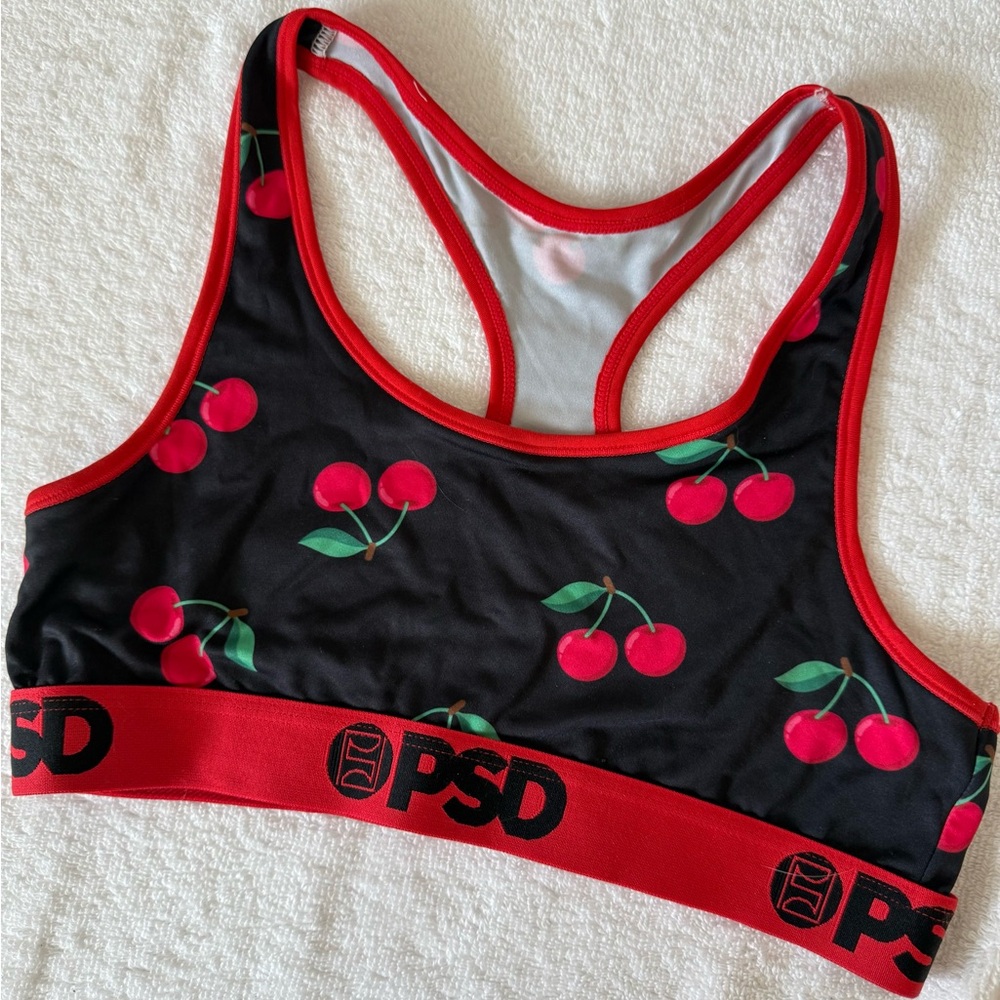 PSD Cherry Print Sports Bra Red Black